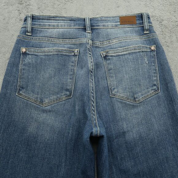 Judy Blue Jeans Junior's 1/25 Mid-Rise Relaxed Straight 25" Inseam Destroyed - Picture 15 of 16